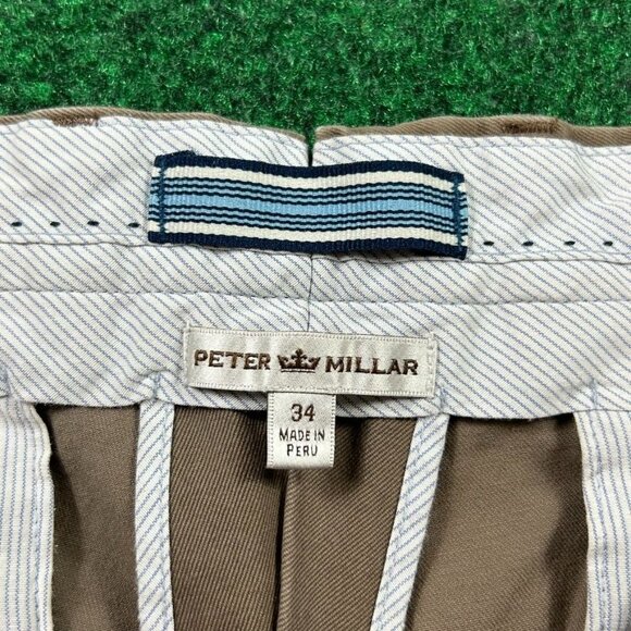 Peter‎ Millar Flat Front Brown Twill Pants Mens Size 34 MF15B84 - Picture 7 of 9